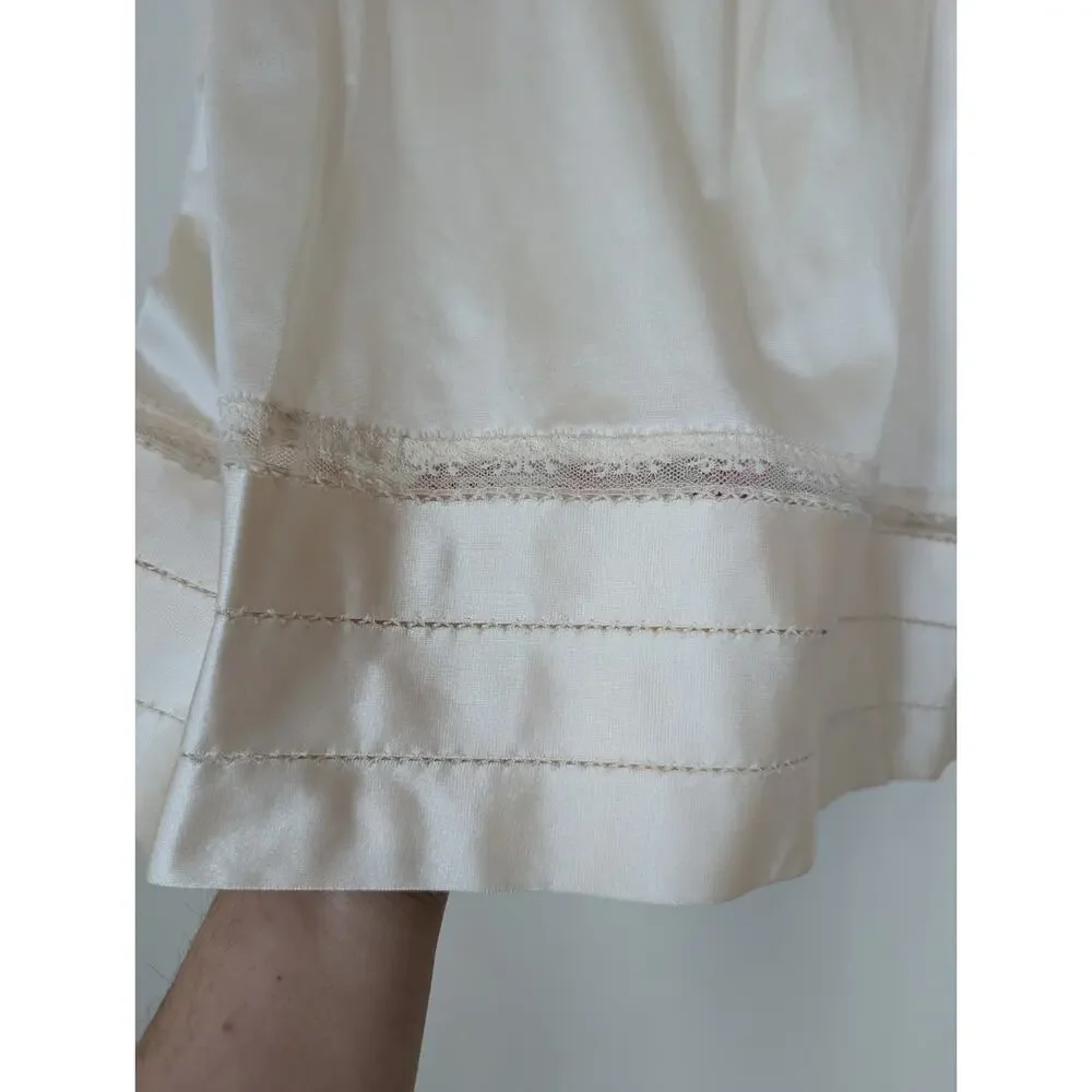 Vintage Beige Nylon with Satin Lace Trim Half Slip Lorraine Small Tall Coquette